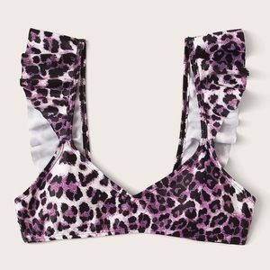 2 PIECE Purple Ruffle leopard print bikini